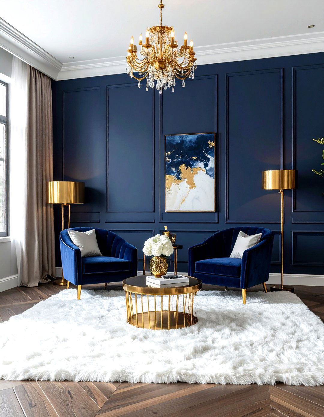 Navy And Gold Room - 30 navy and white living room ideas