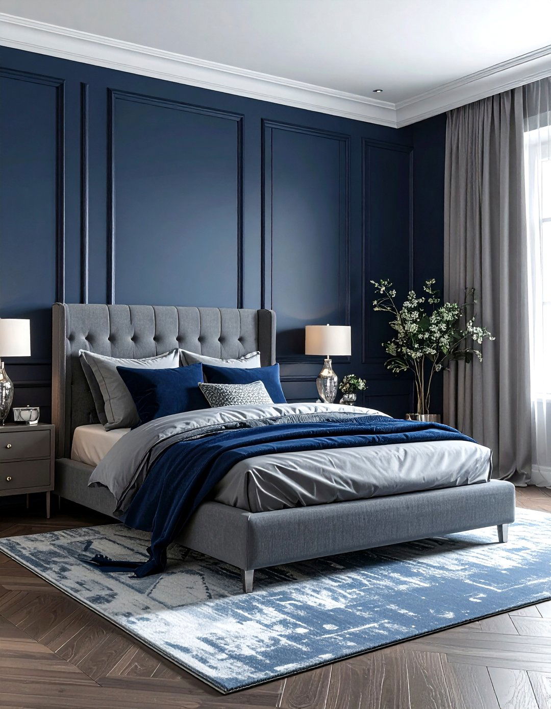 Navy And Grey Bedroom - 30 traditional navy bedroom ideas