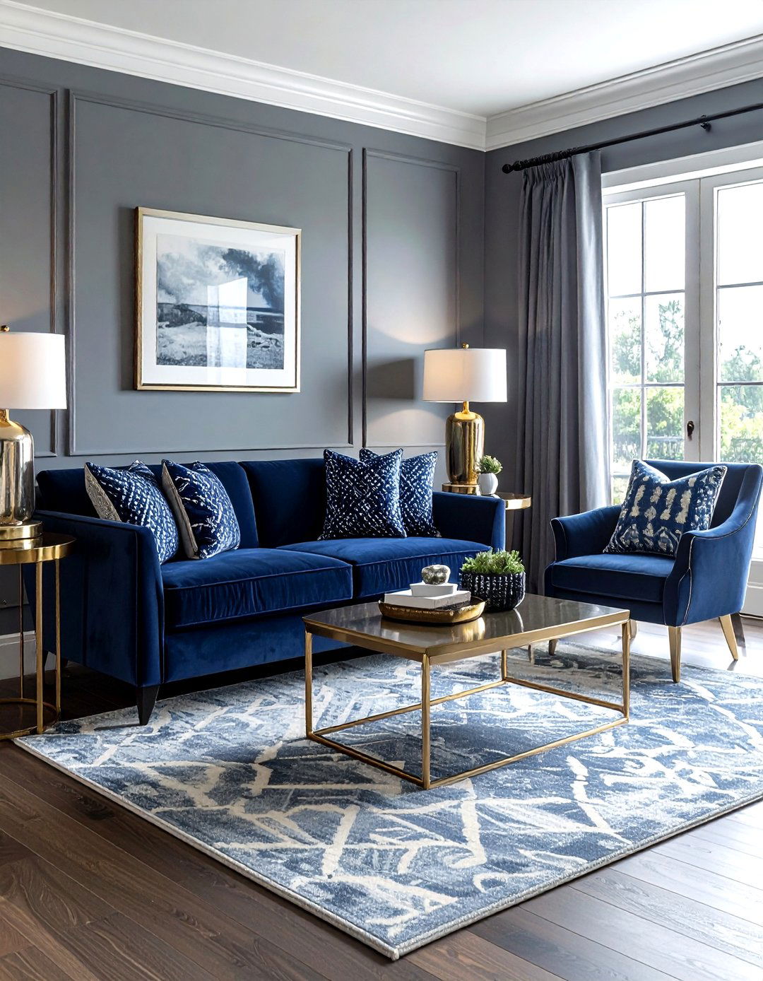 Navy And Grey Coastal Living Room - 30 coastal grey living room ideas