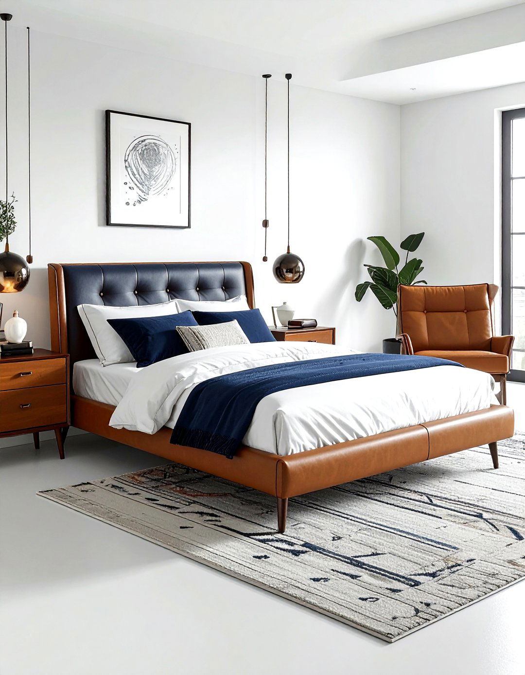 Navy And Leather Decor - 30 scandinavian navy bedroom ideas