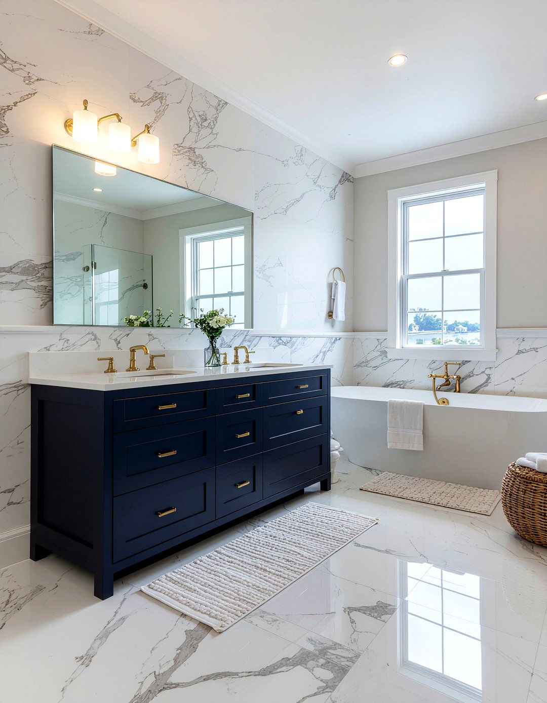 Navy And Marble Bathroom - 30 navy bathroom ideas