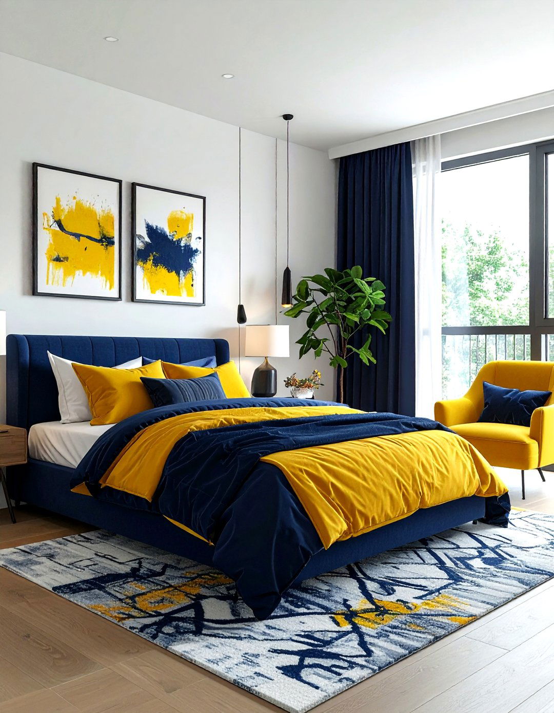 Navy And Mustard Yellow Accents - 30 navy bedroom ideas