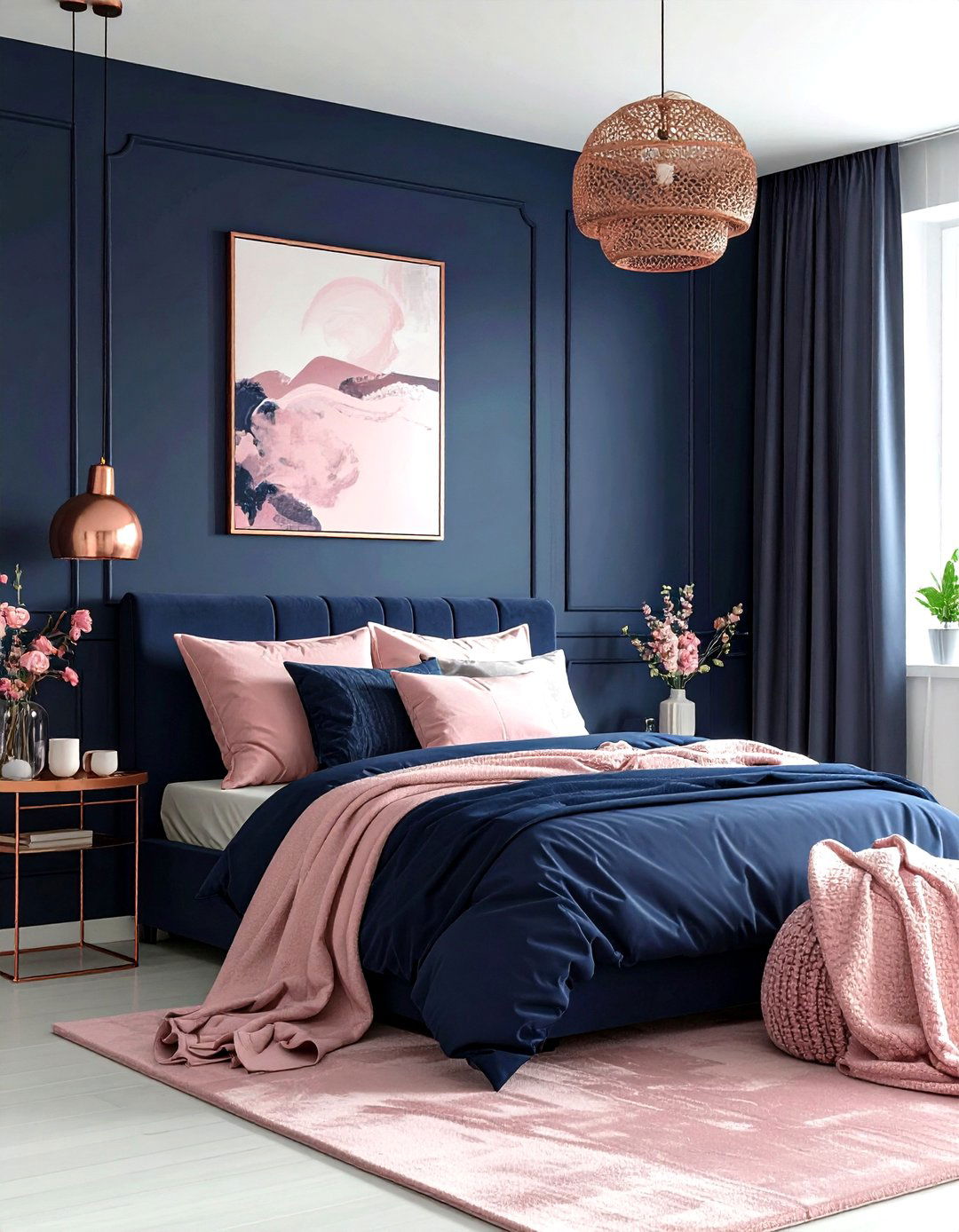 Navy And Pink Bedroom - 30 navy bedroom decor ideas