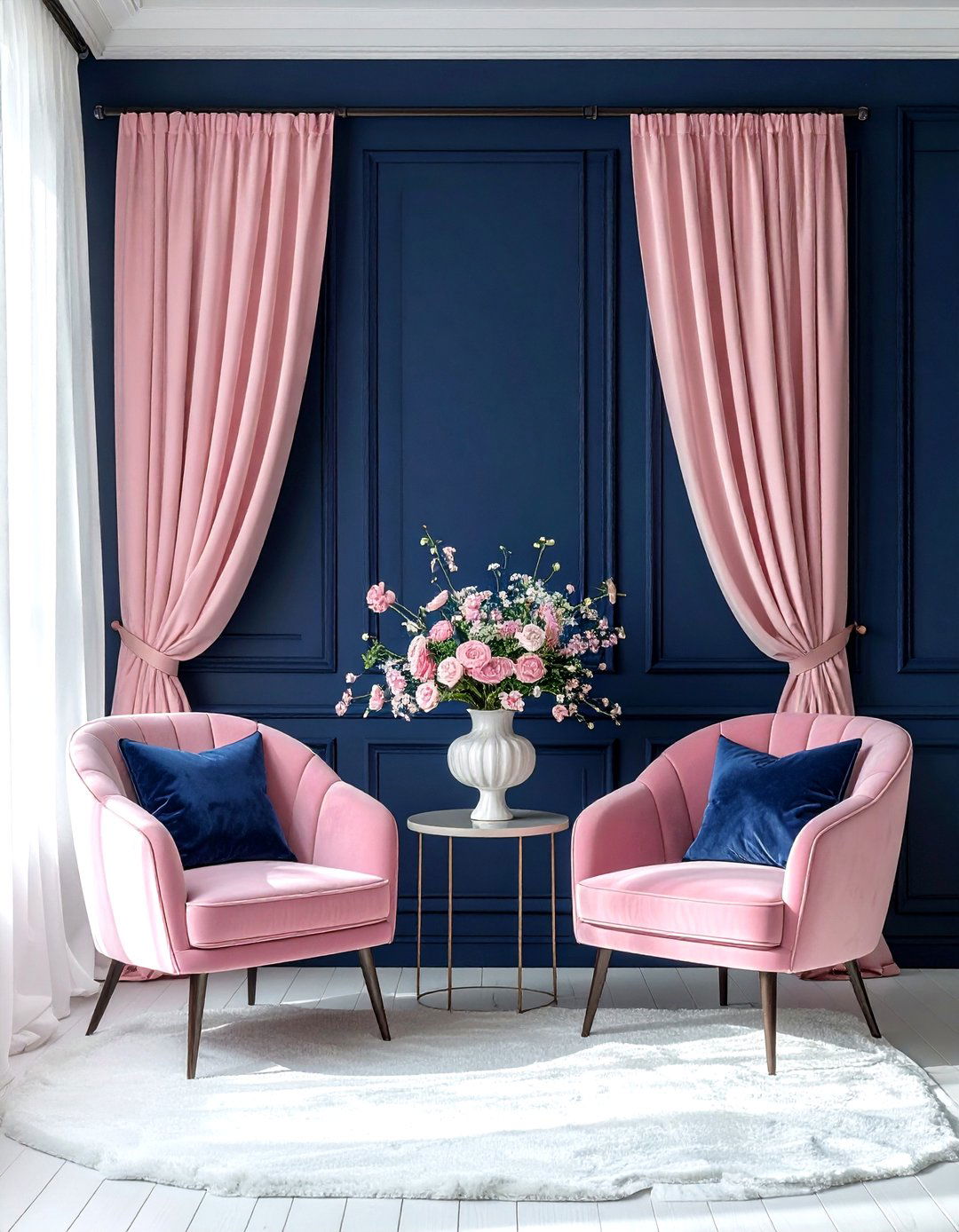 Navy And Pink Room - 30 navy and white living room ideas