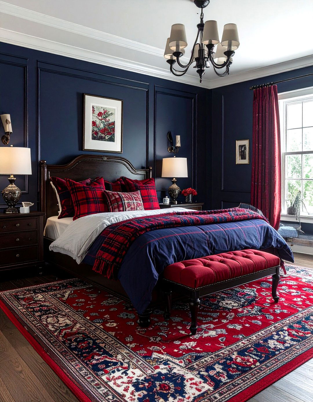 Navy And Red Traditional Bedroom - 30 traditional navy bedroom ideas