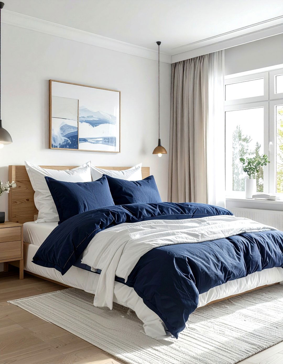 Navy And White Bedding - 30 scandinavian navy bedroom ideas