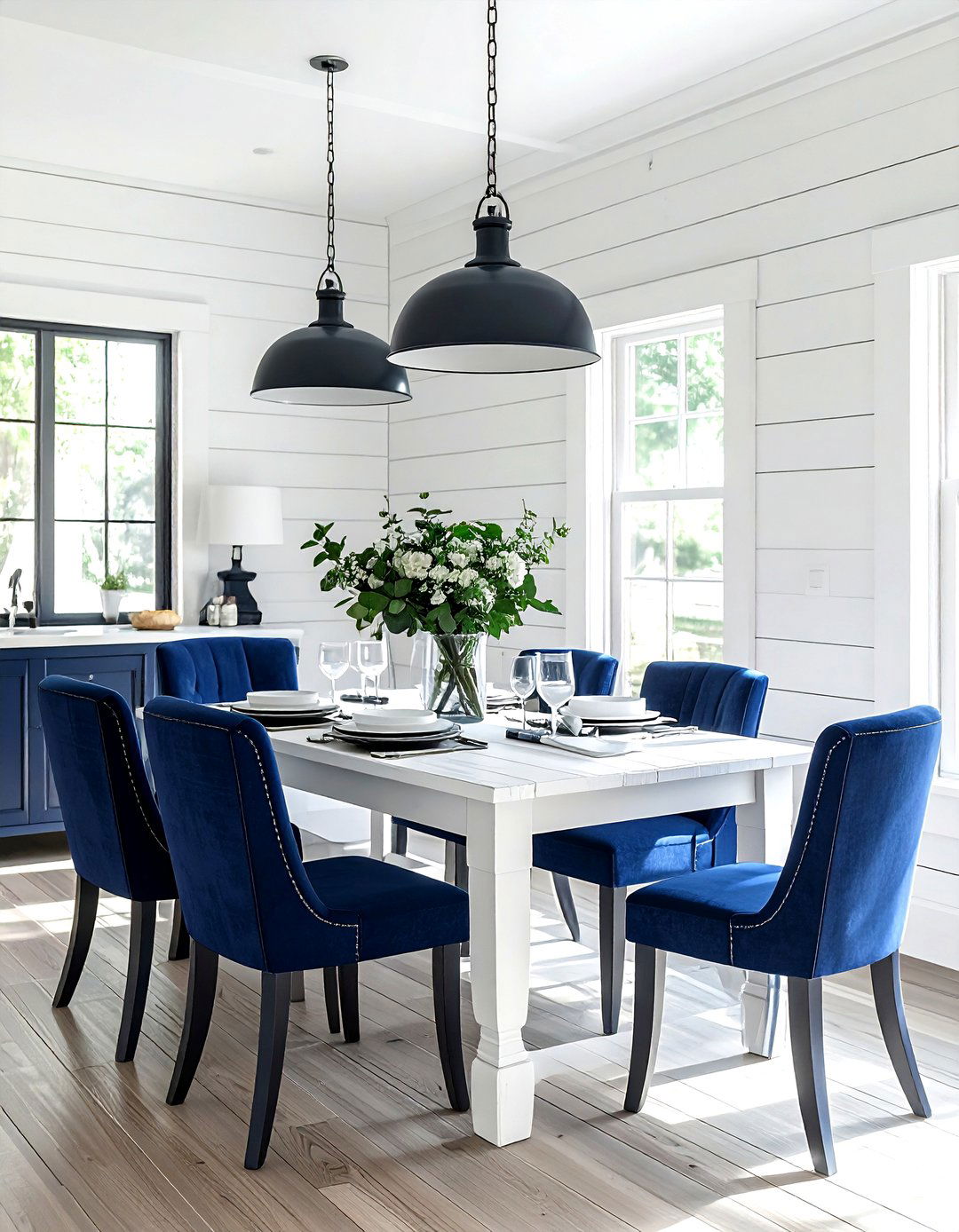 Navy And White Farmhouse Style - 30 navy and white dining room ideas