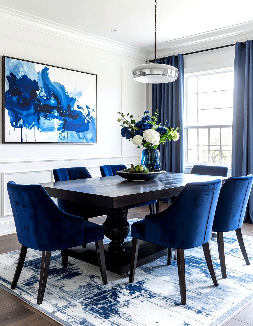 Navy And White Transitional Style - 30 navy and white dining room ideas