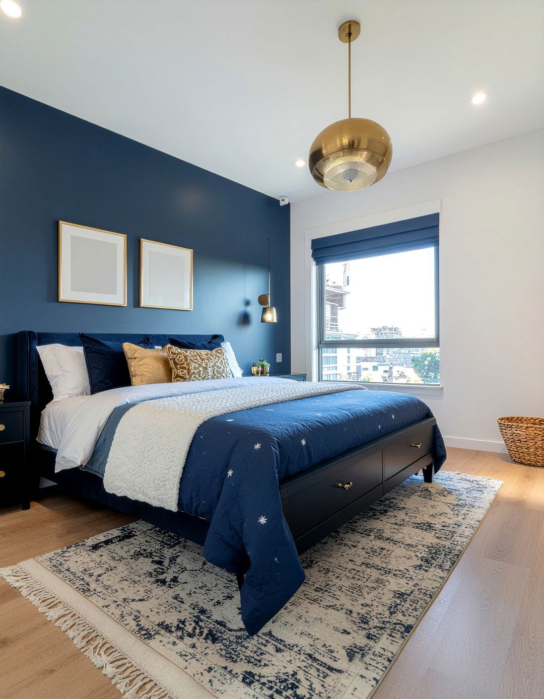 Navy Bedroom With Brass Accents - 30 bedroom navy walls