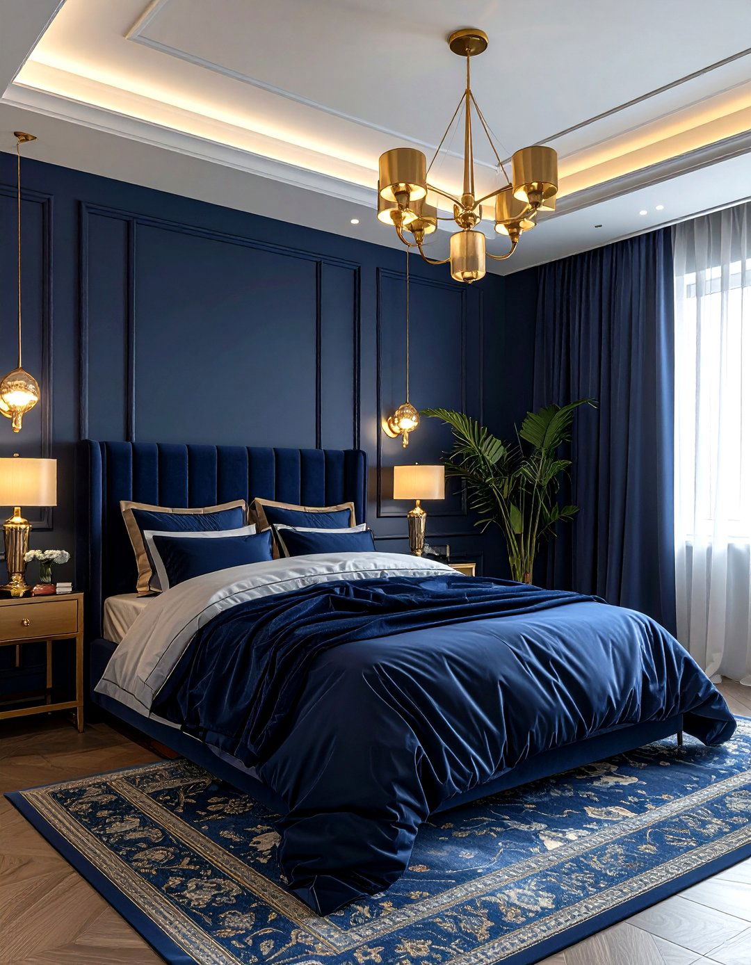 Navy Bedroom - 30 monochromatic bedroom ideas