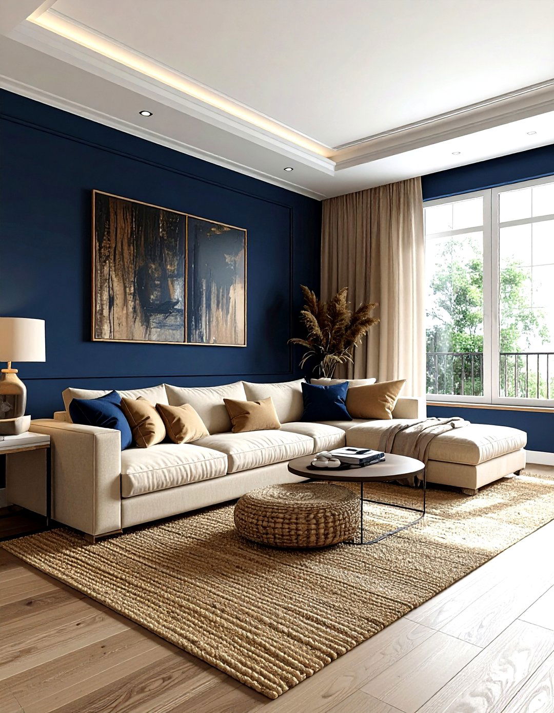 Navy Beige Living Room - 30 minimalist navy living room ideas