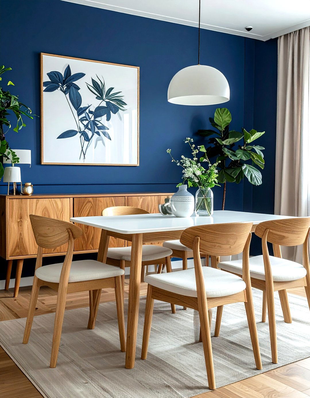 Navy Blue Accent Wall - 30 navy and white dining room ideas