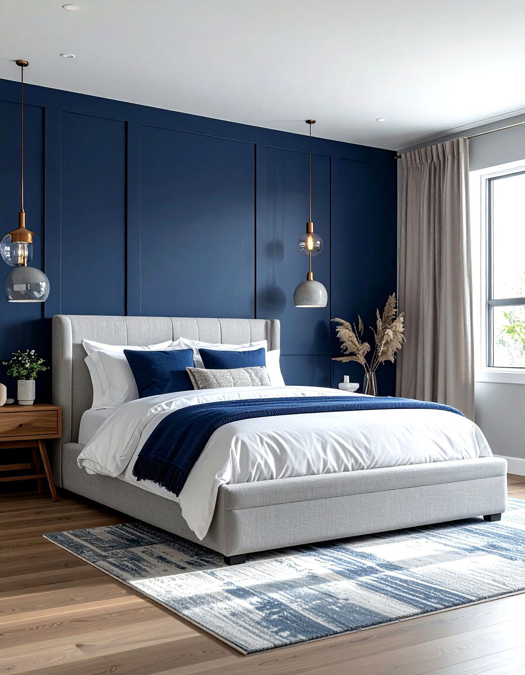 Navy Blue Accent Wall - 30 navy bedroom decor ideas
