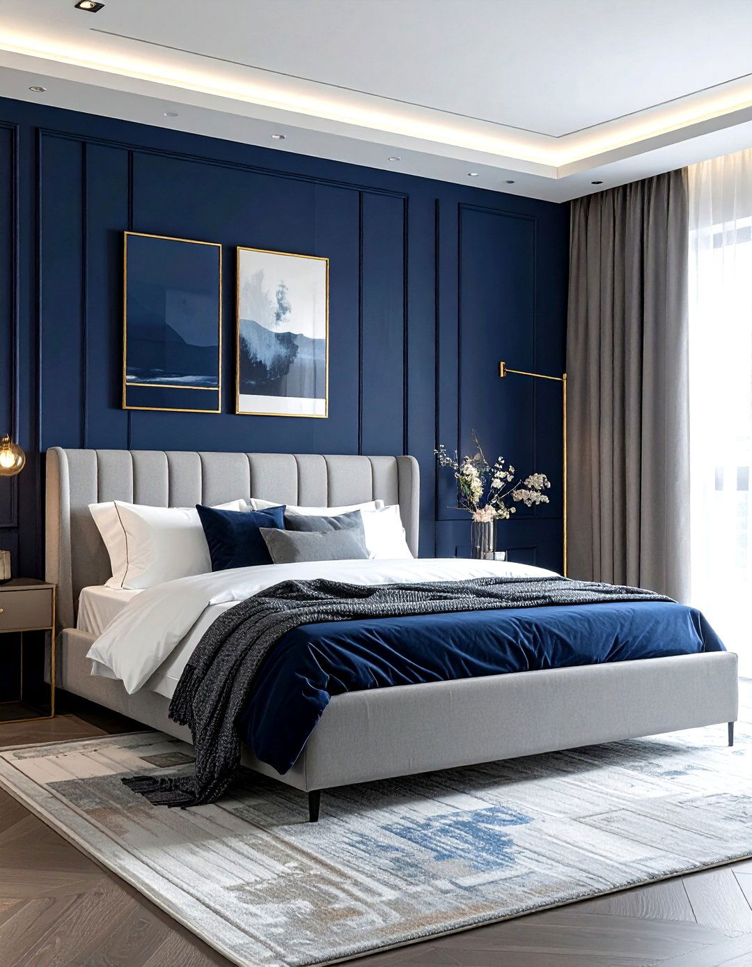 Navy Blue Accent Wall - 30 navy bedroom design ideas