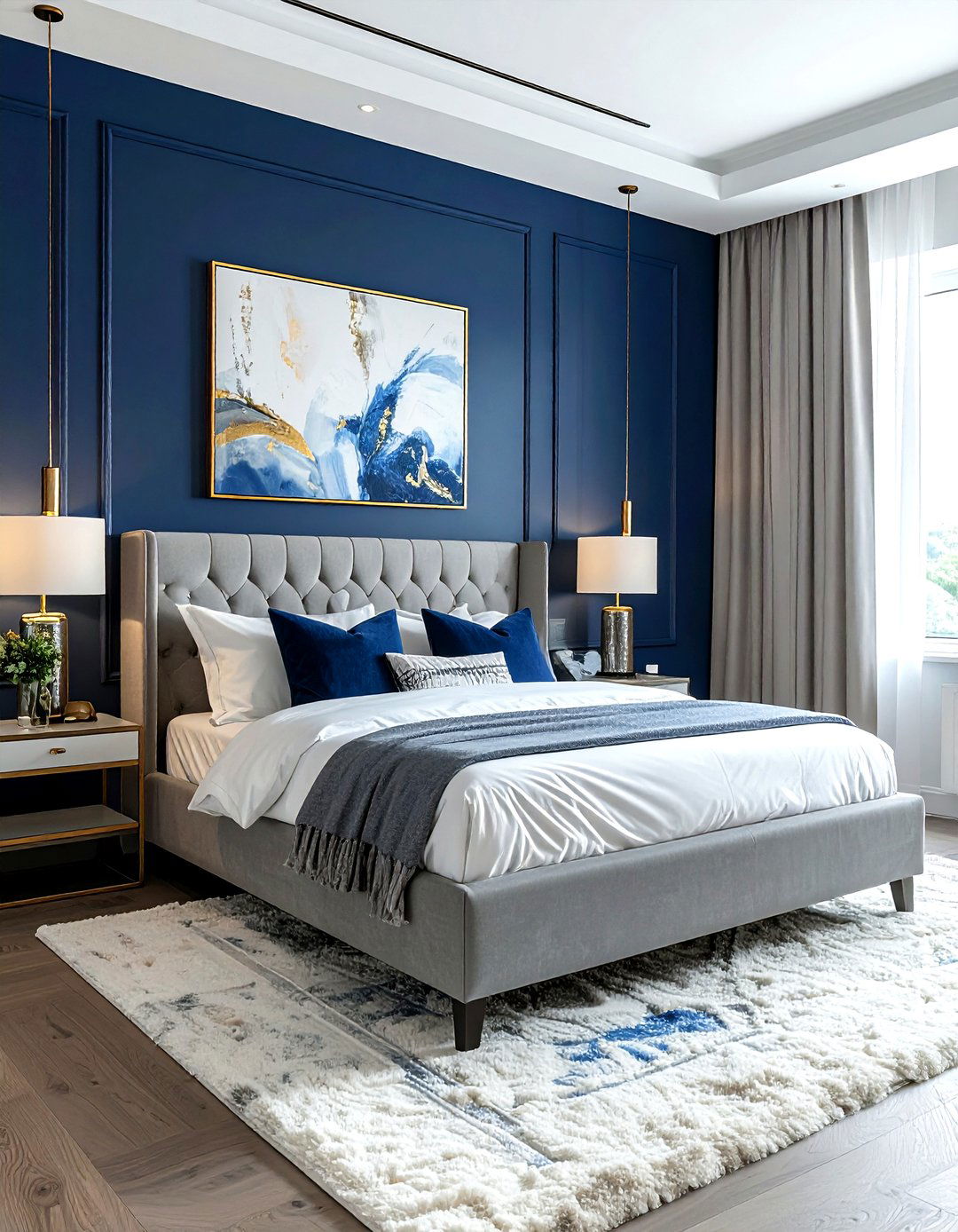Navy Blue Accent Wall - 30 navy bedroom ideas