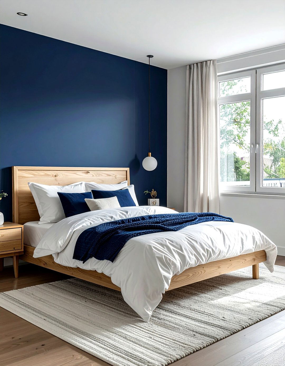 Navy Blue Accent Wall - 30 scandinavian navy bedroom ideas