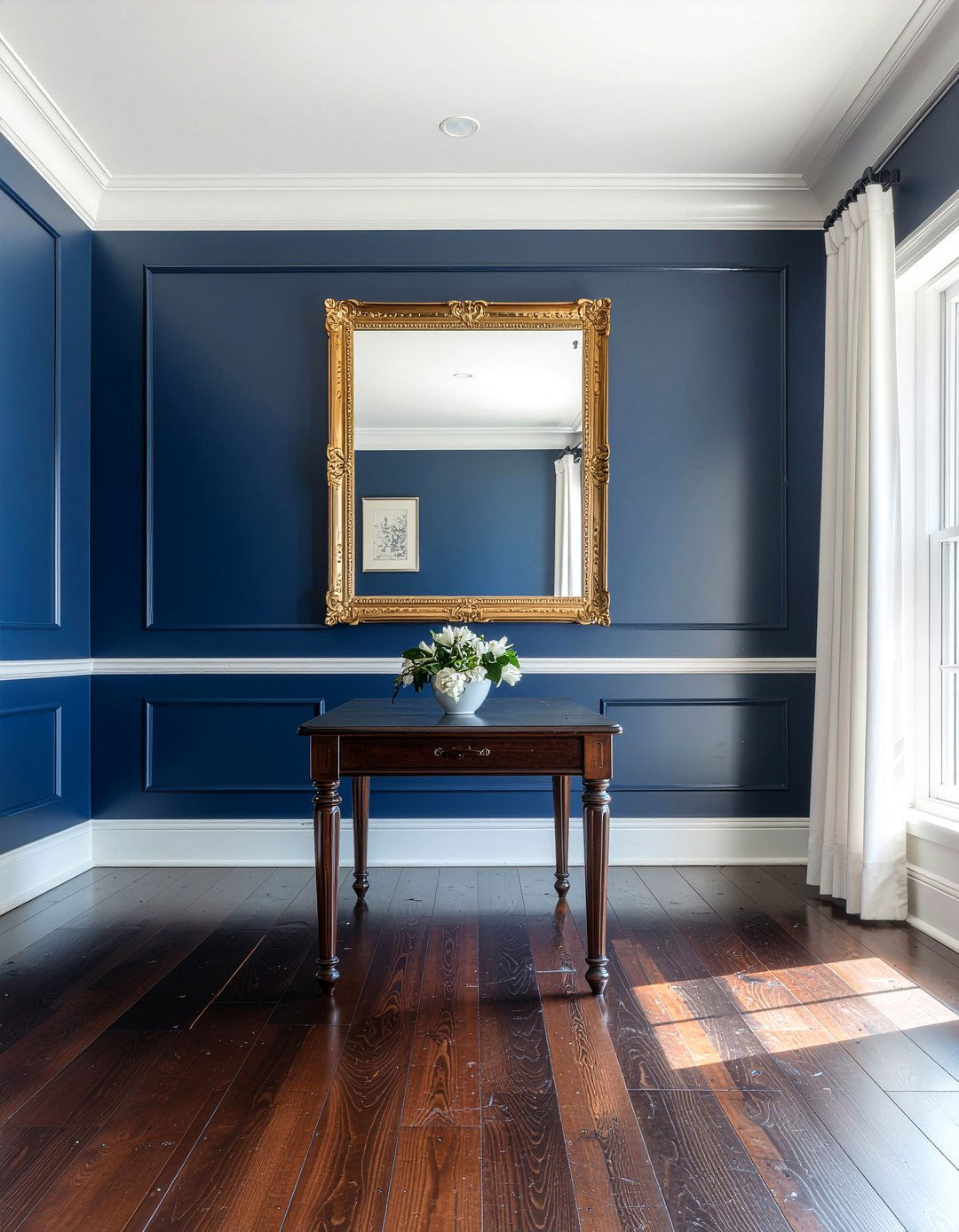 Navy Blue Accent Wall - 30 colonial dining room ideas