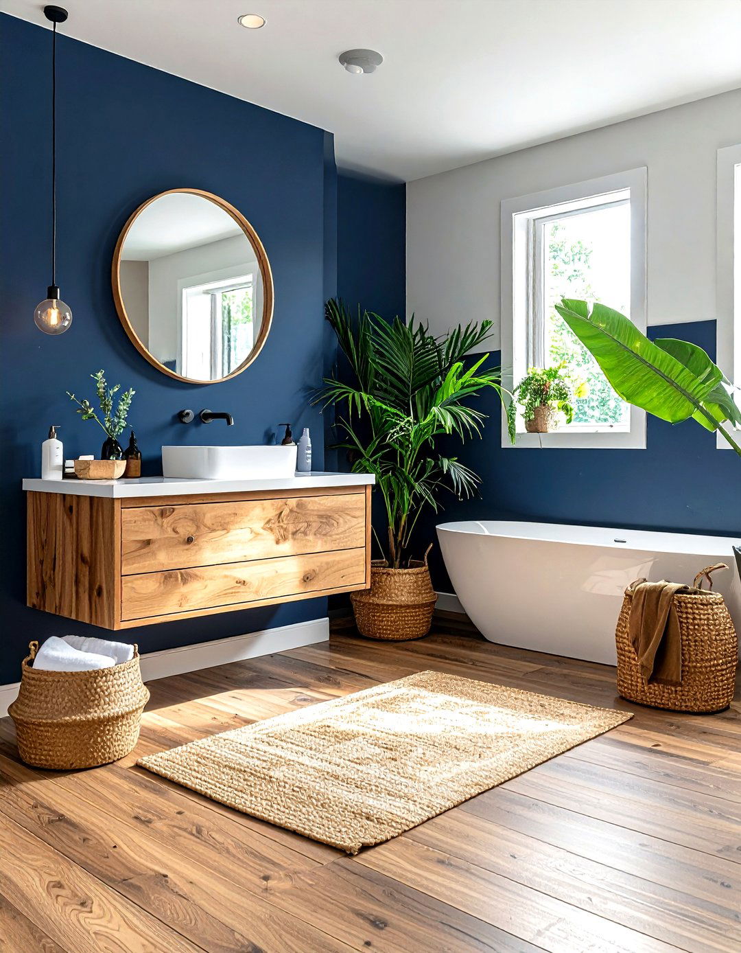 Navy Blue Accent Wall Bathroom - 30 navy bathroom decor ideas