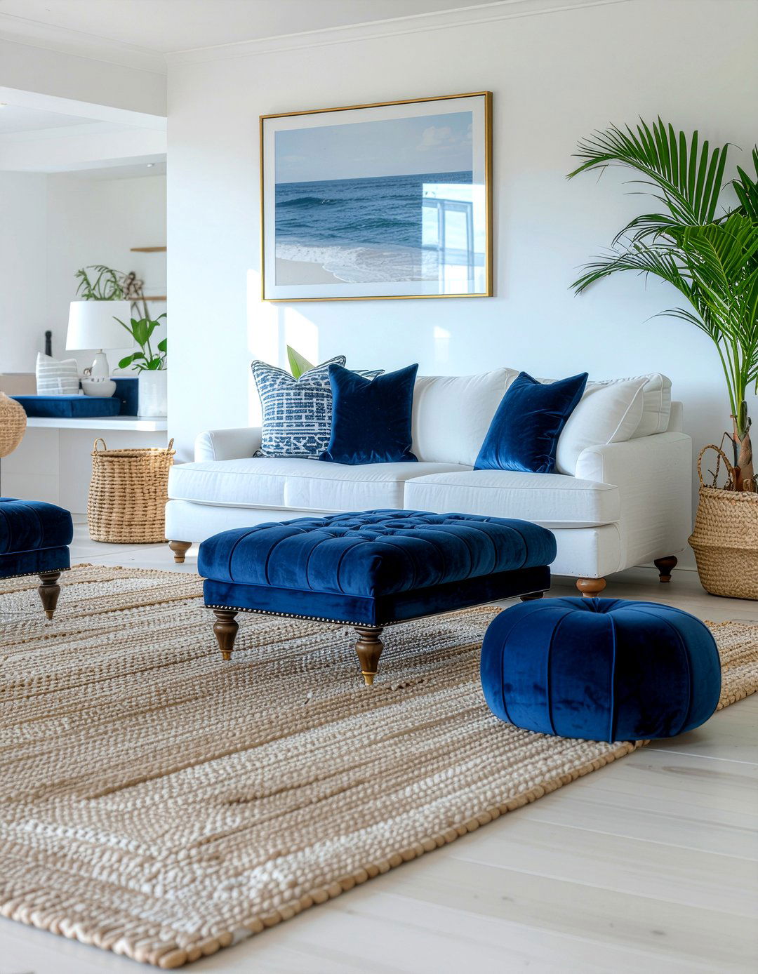 Navy Blue Accents - 30 coastal living room ideas