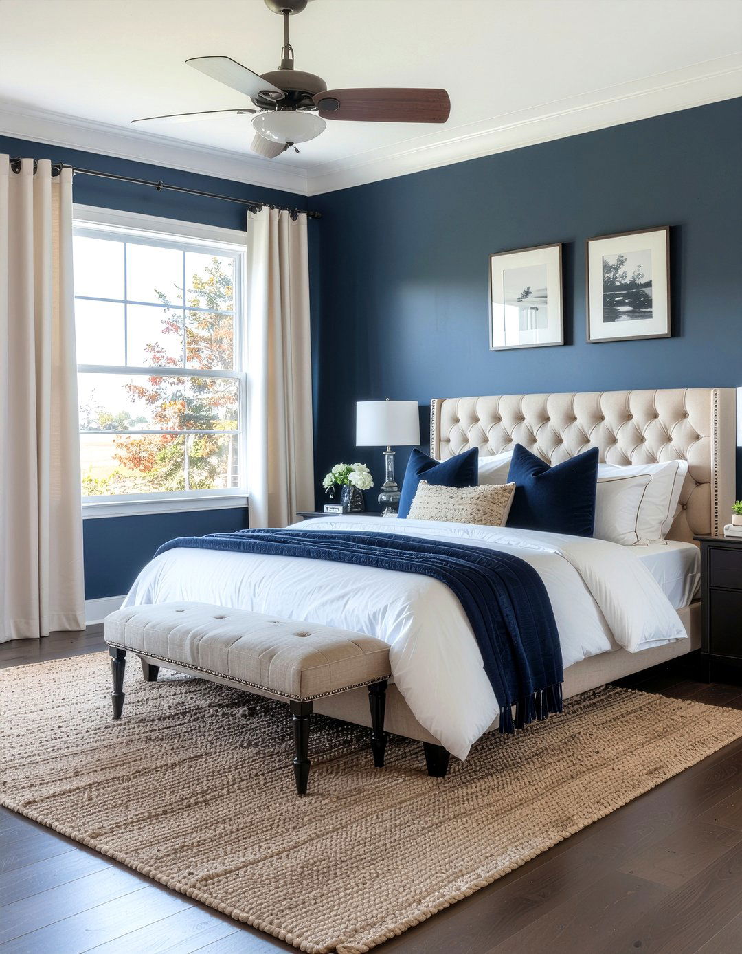 Navy Blue And Beige Bedroom - 30 bedroom navy walls