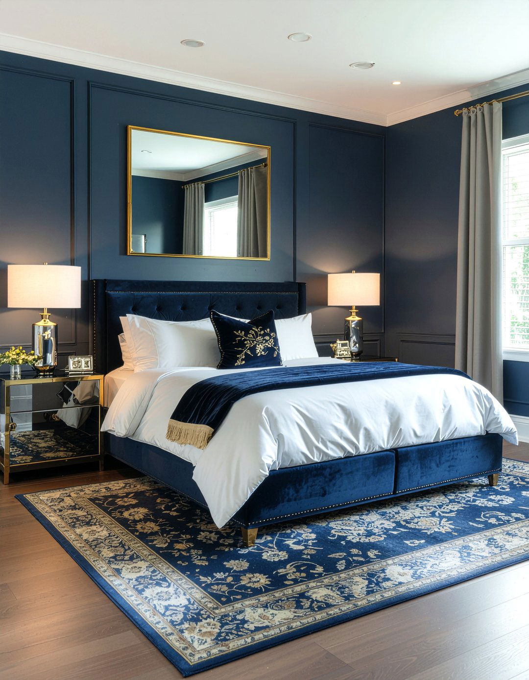 Navy Blue And Gold Bedroom - 30 bedroom navy walls