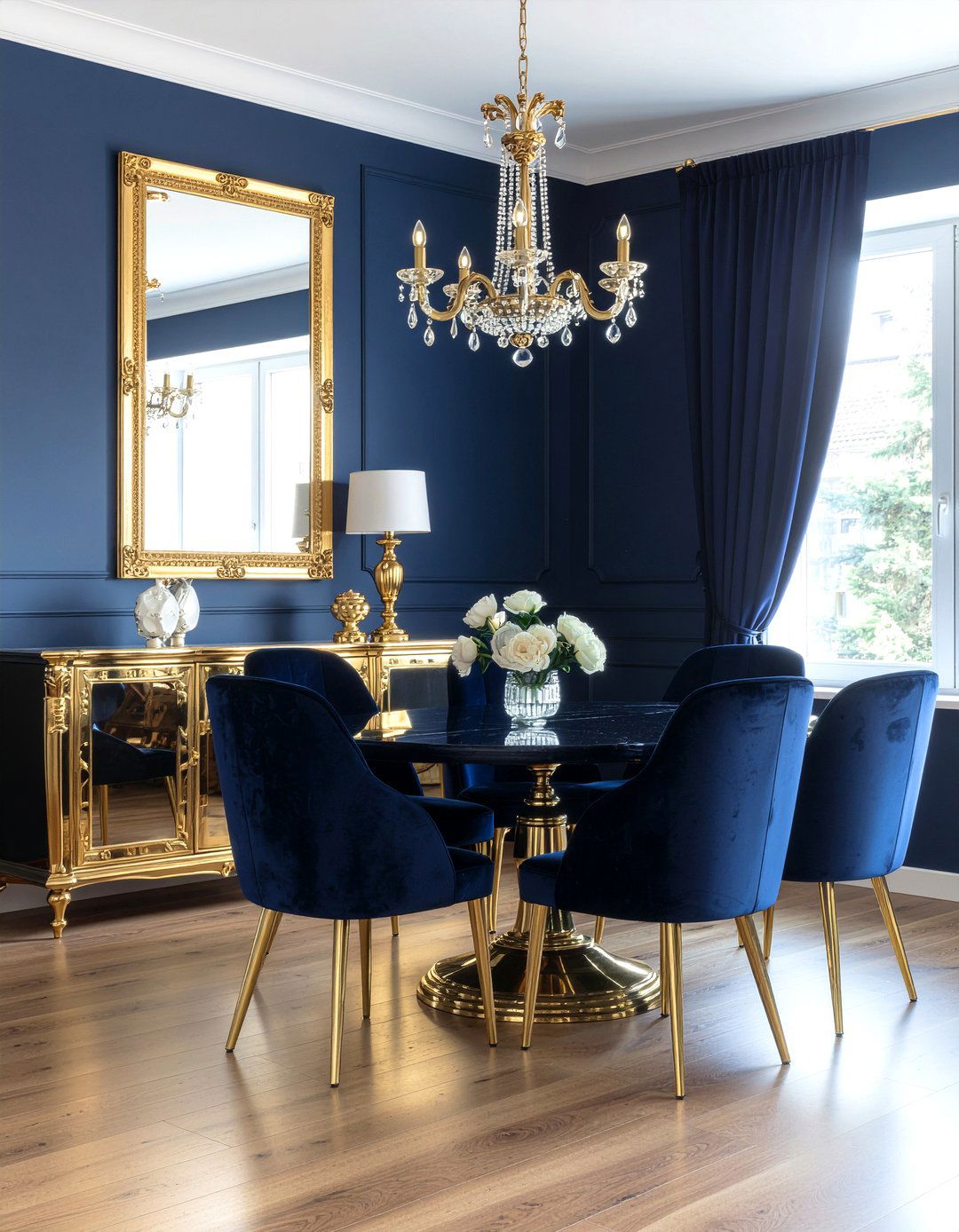 Navy Blue And Gold Dining Room - 30 gold accent dining room ideas