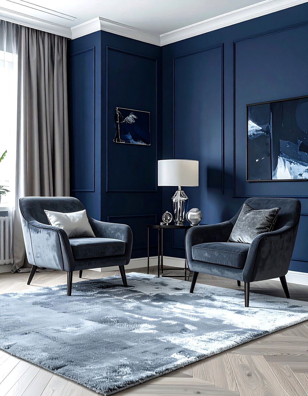 Navy Blue And Grey Living Room - 30 dark navy living room ideas