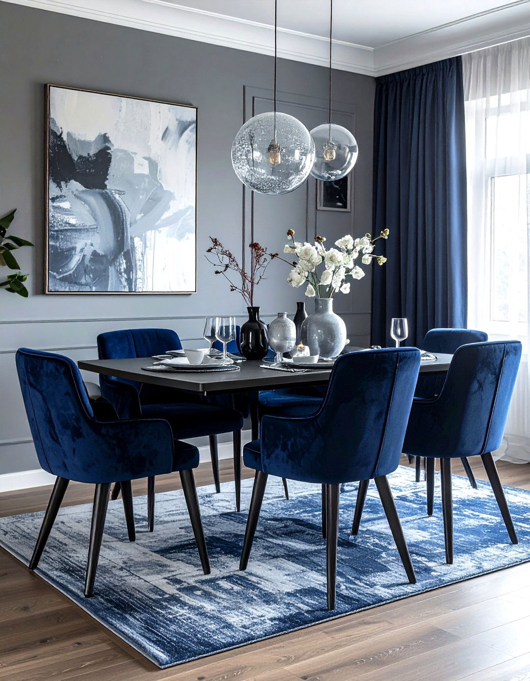 Navy Blue And Light Gray Dining Room - 30 blue and gray dining room ideas
