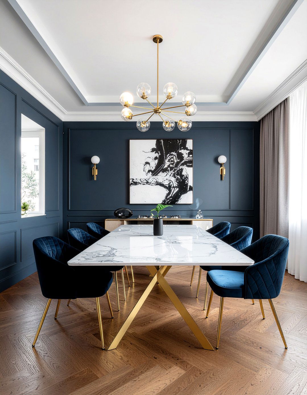 Navy Blue And Marble Dining Room - 30 navy dining room ideas