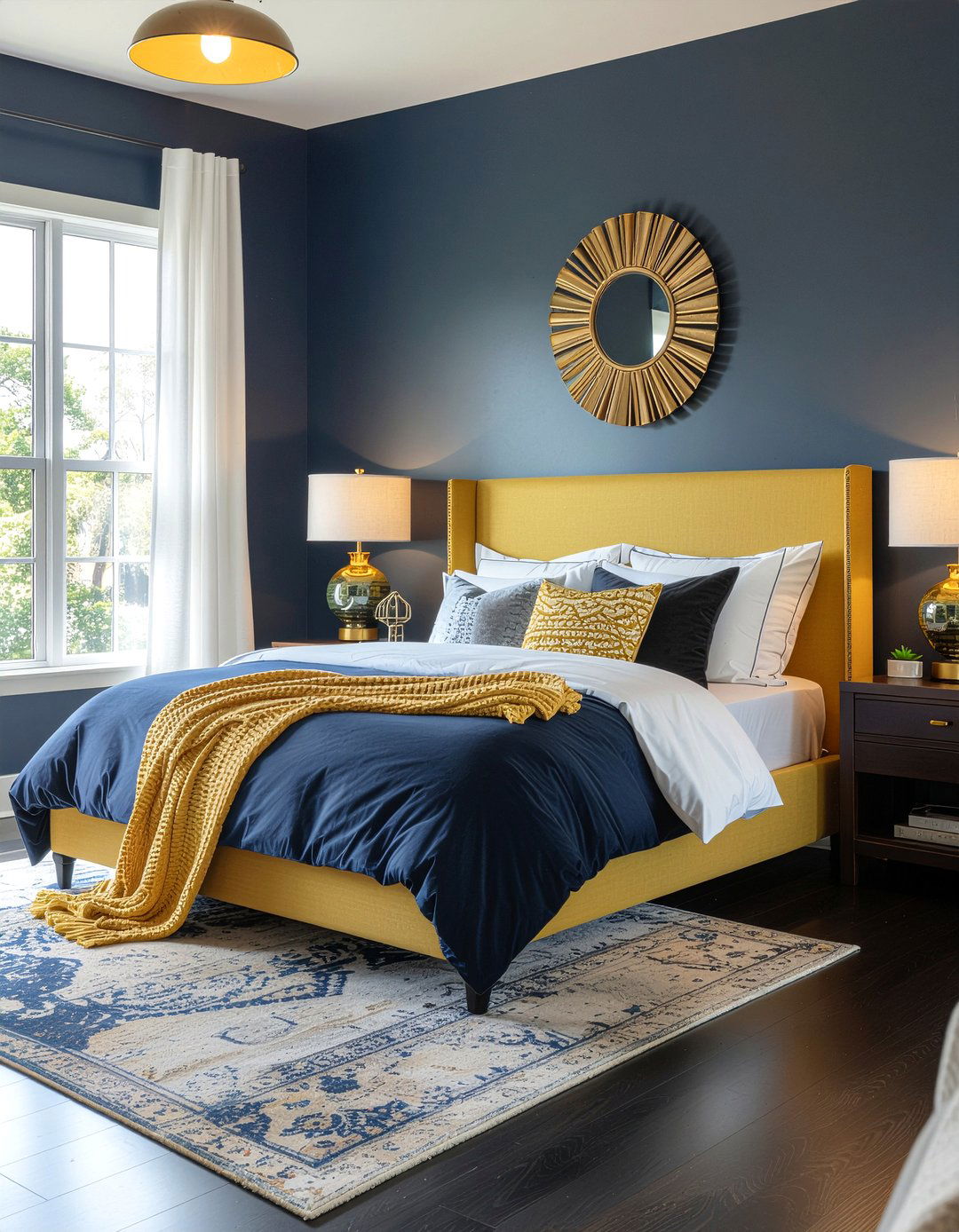 Navy Blue And Mustard Yellow Bedroom - 30 bedroom navy walls
