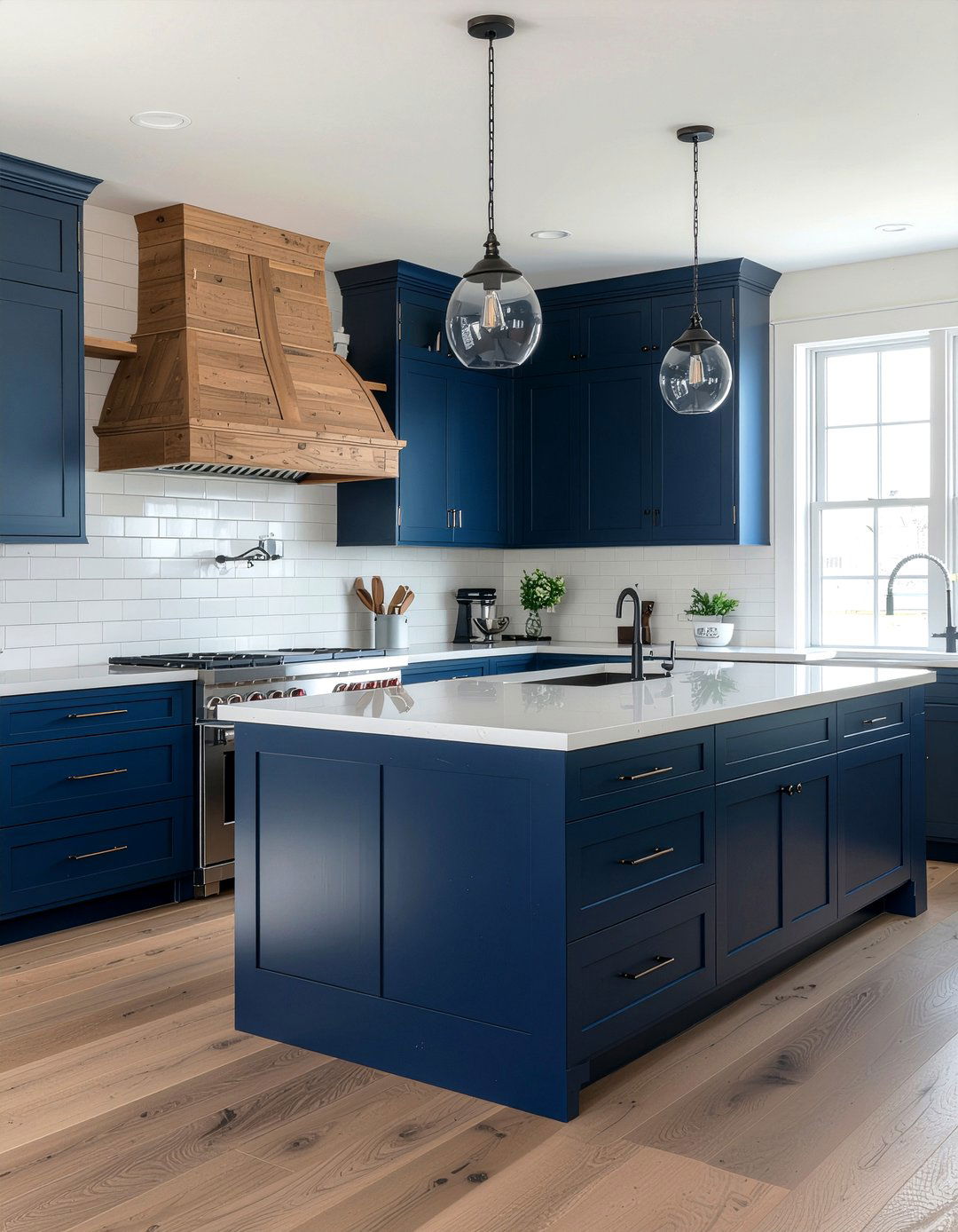 Navy Blue And Oak Cabinets - 30 kitchen finish mixing ideas