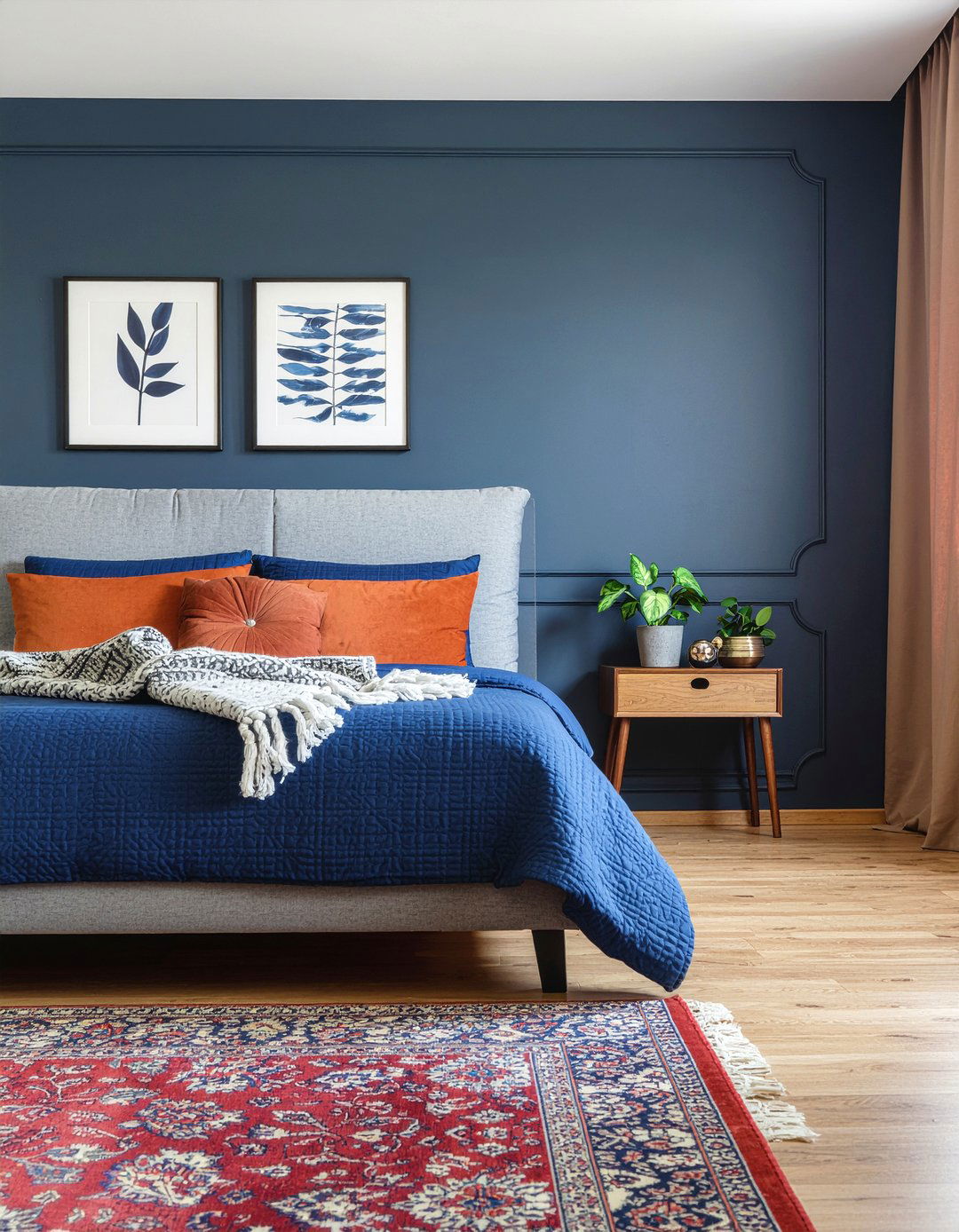 Navy Blue And Orange Bedroom - 30 bedroom navy walls