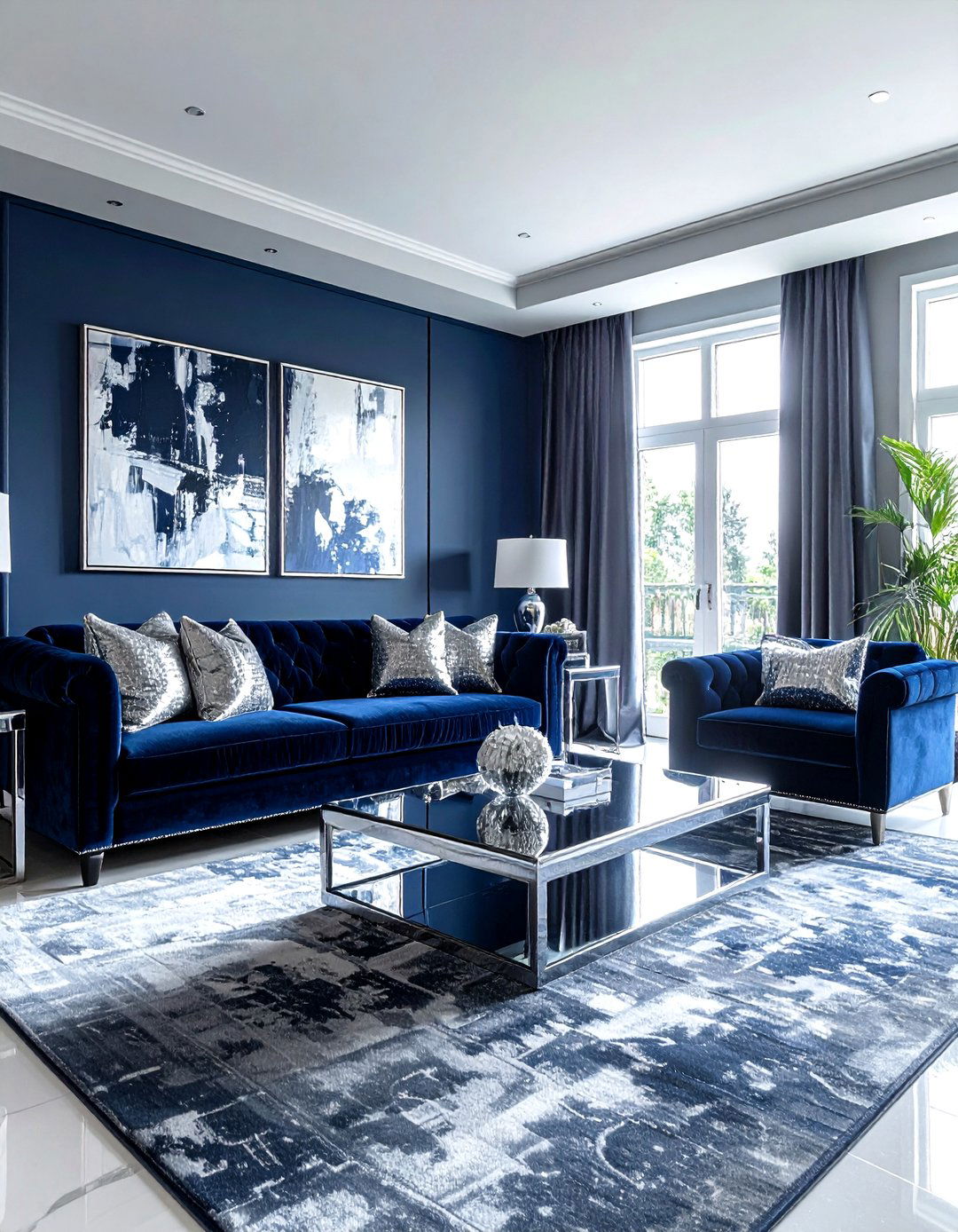 Navy Blue And Silver Living Room - 30 silver accent living room ideas