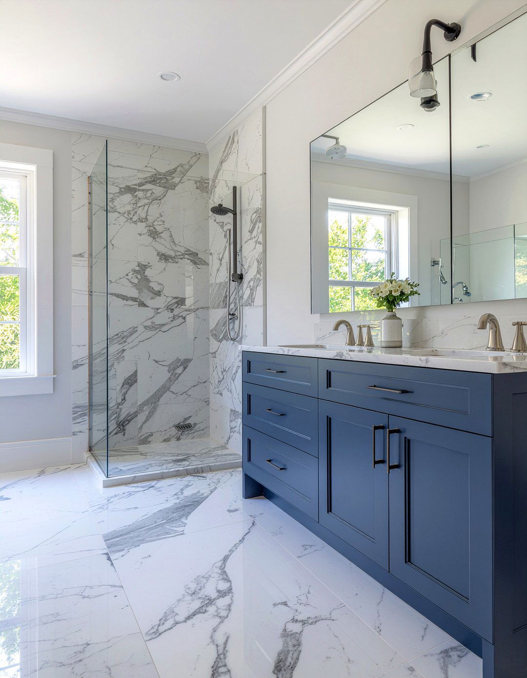 Navy Blue And White Marble Bathroom - 30 navy blue bathroom ideas