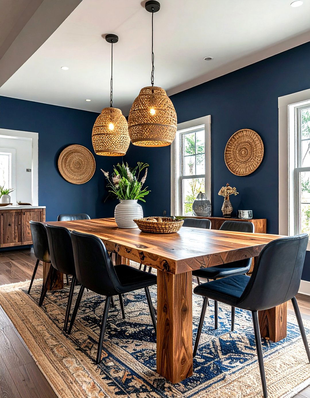 Navy Blue And Wood Dining Room - 30 blue dining room decor ideas