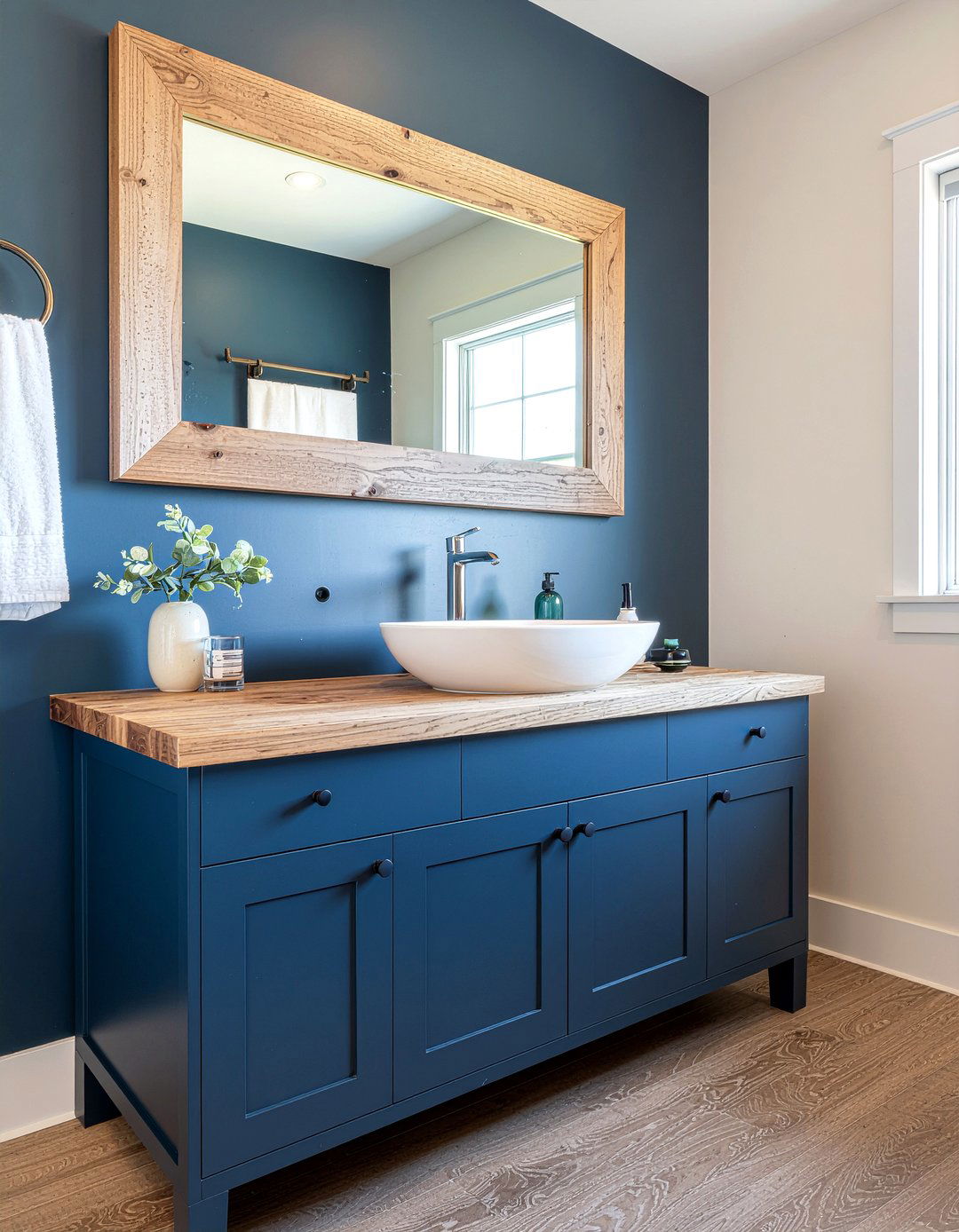 Navy Blue And Wood Vanity - 30 navy blue bathroom ideas