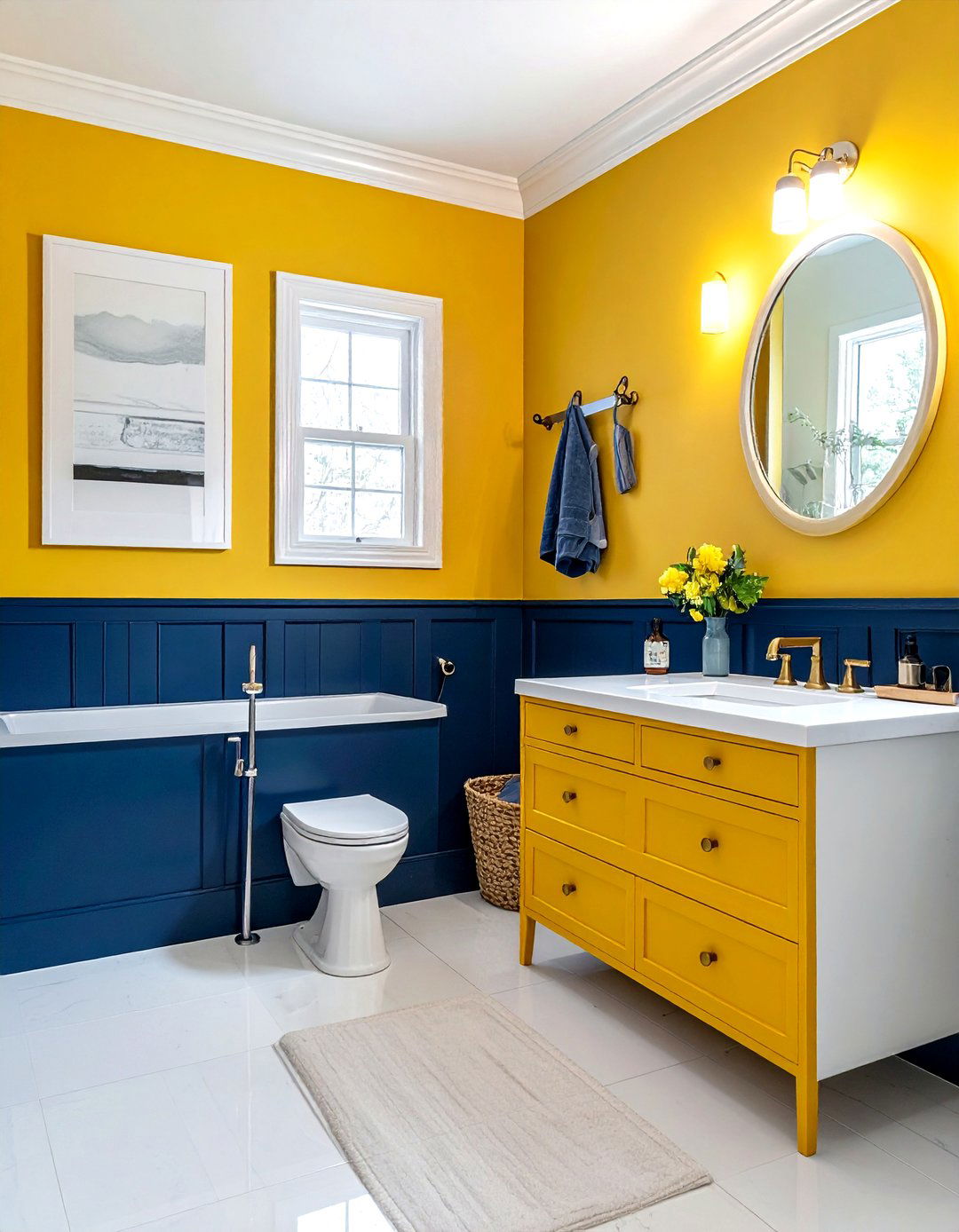 Navy Blue And Yellow Bathroom - 30 yellow bathroom ideas
