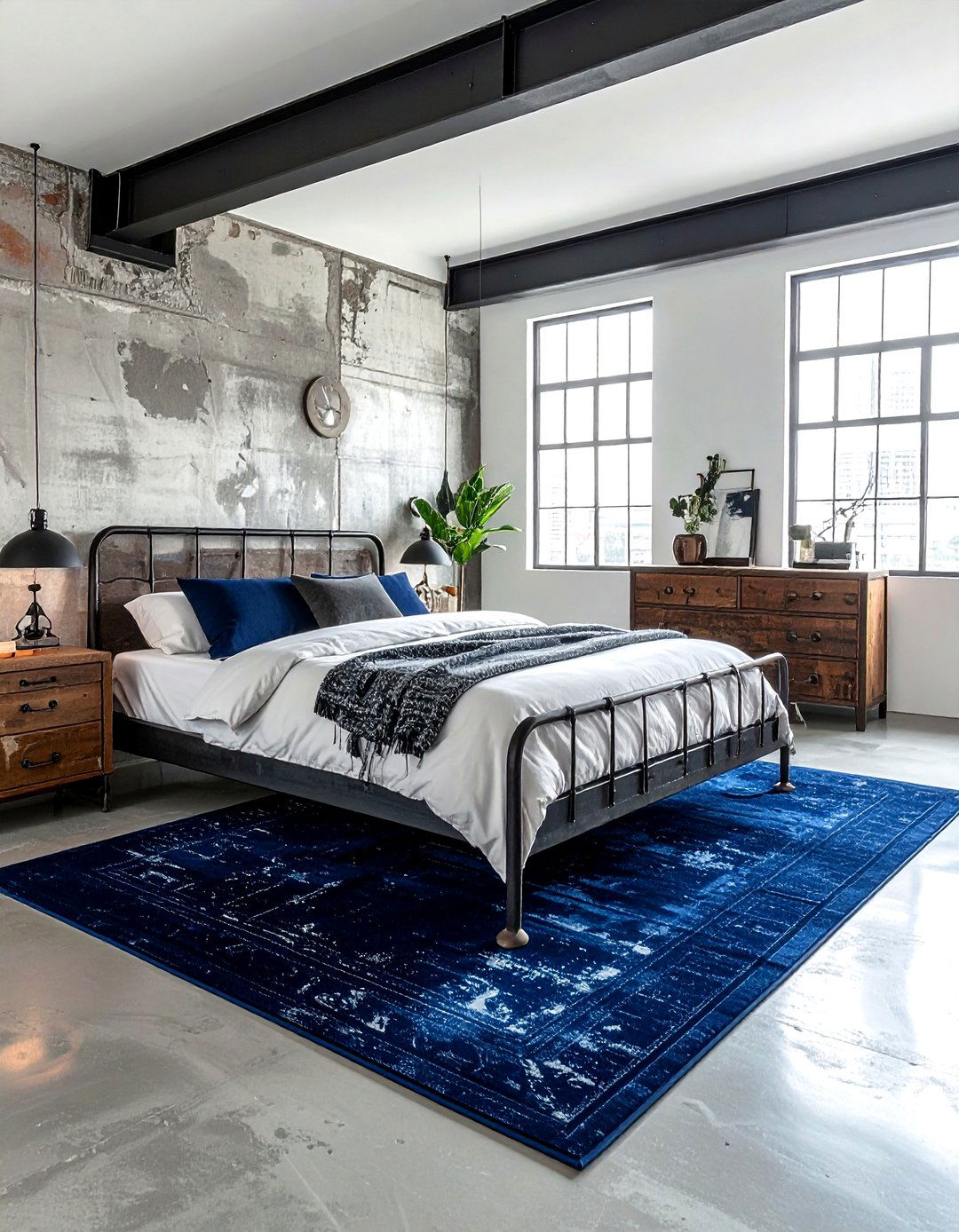 Navy Blue Area Rug Industrial - 30 industrial navy bedroom ideas