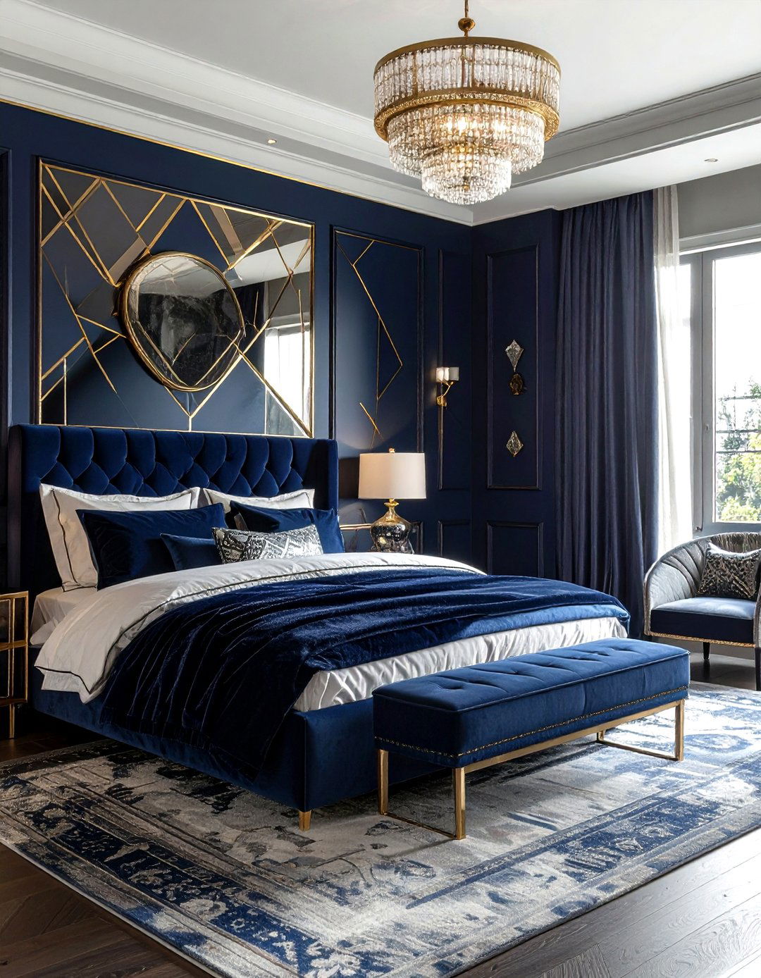 Navy Blue Art Deco Bedroom - 30 navy bedroom decor ideas