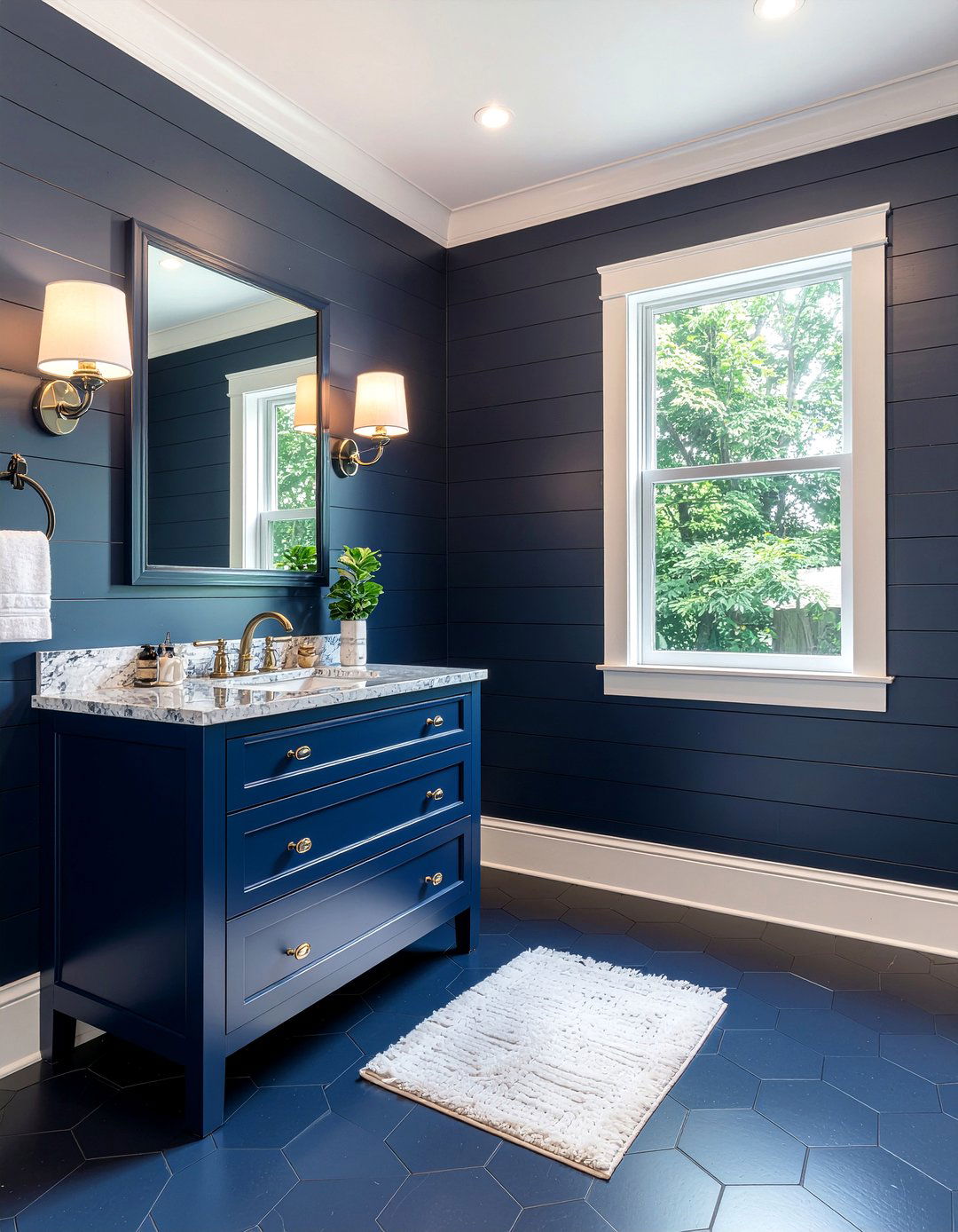 Navy Blue Bathroom - 30 monochromatic bathroom ideas