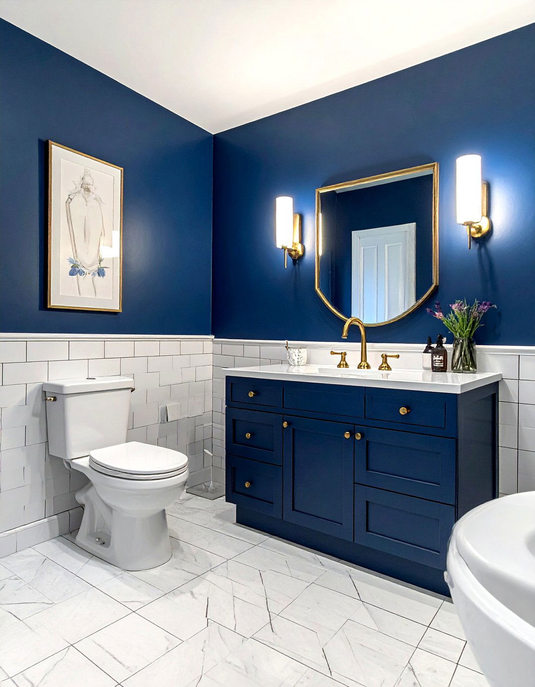 Navy Blue Bathroom - 30 toilet room ideas