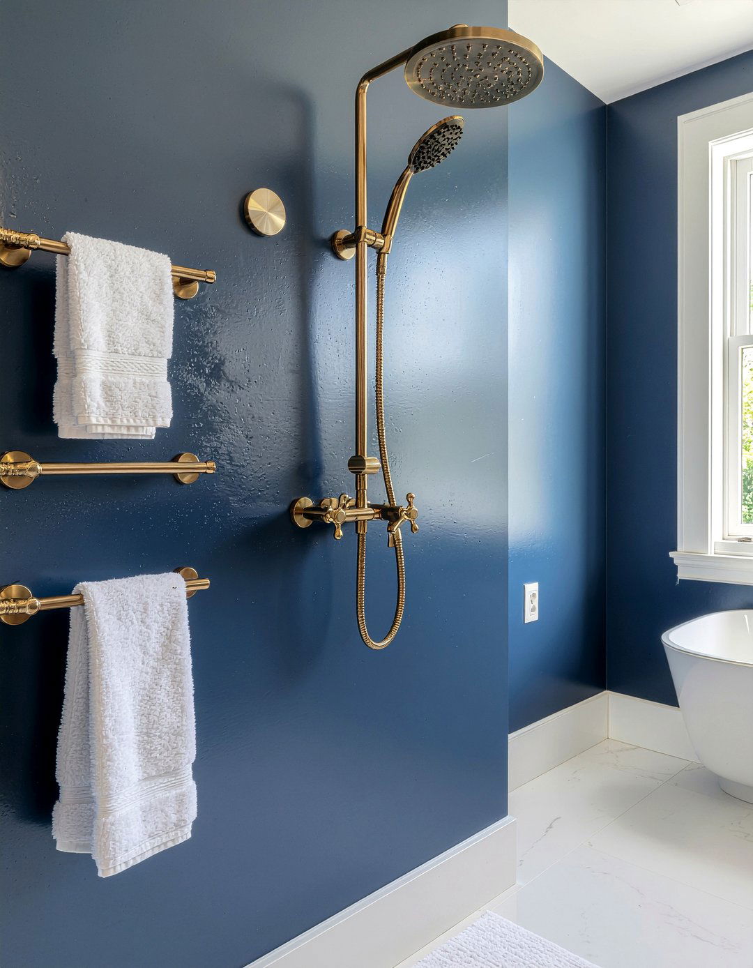 Navy Blue Bathroom Brass Fixtures - 30 navy blue bathroom ideas