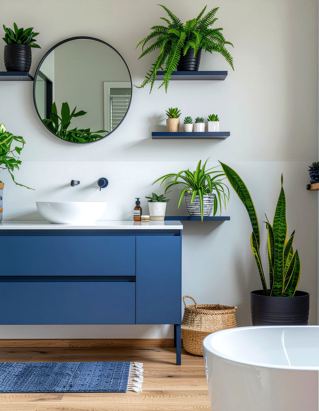Navy Blue Bathroom Greenery - 30 navy blue bathroom ideas