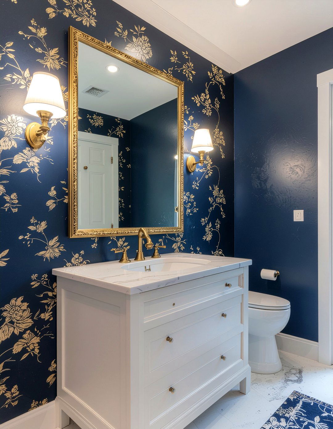 Navy Blue Bathroom Wallpaper - 30 navy blue bathroom ideas