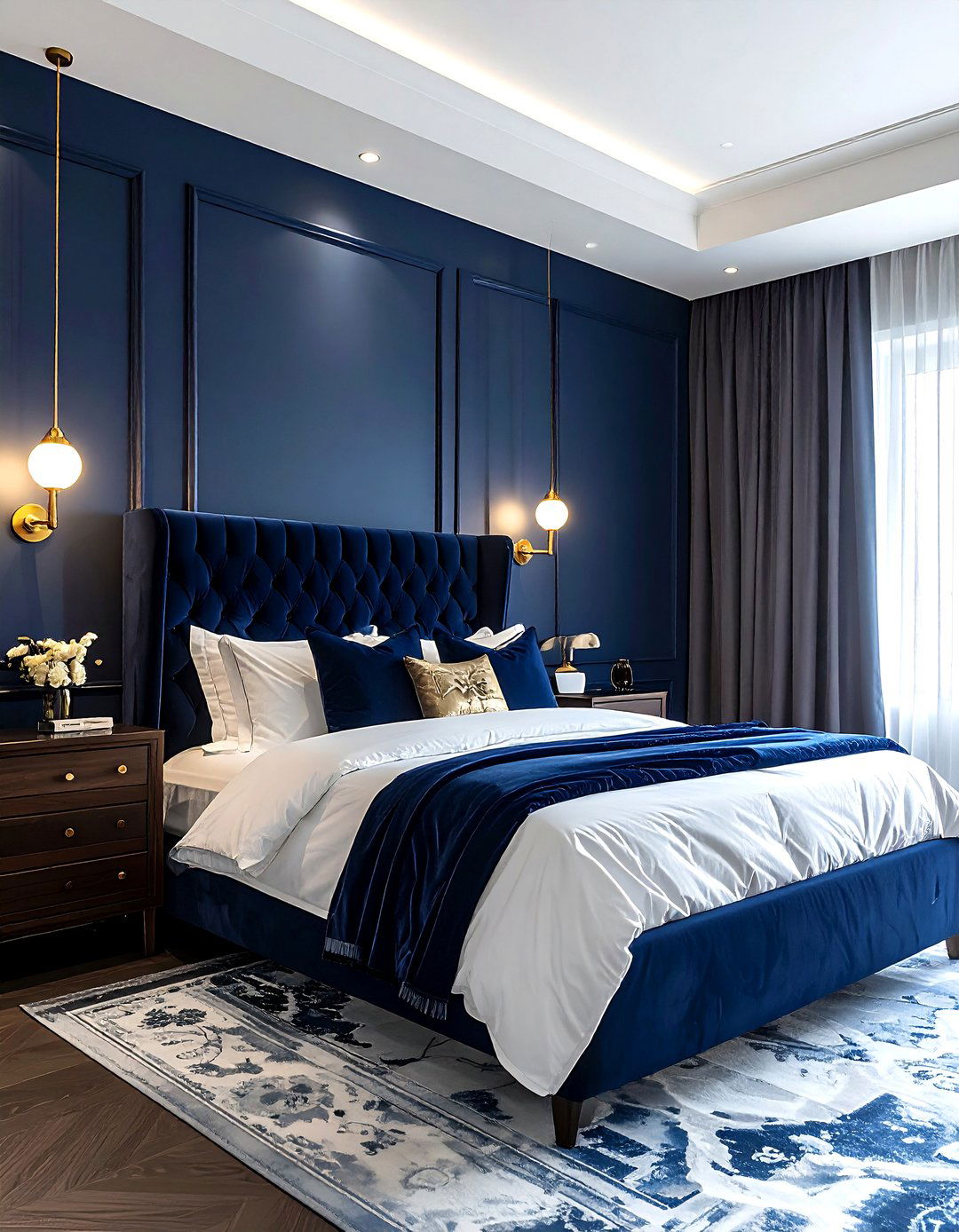 Navy Blue Bedroom - 30 cozy bedroom settings