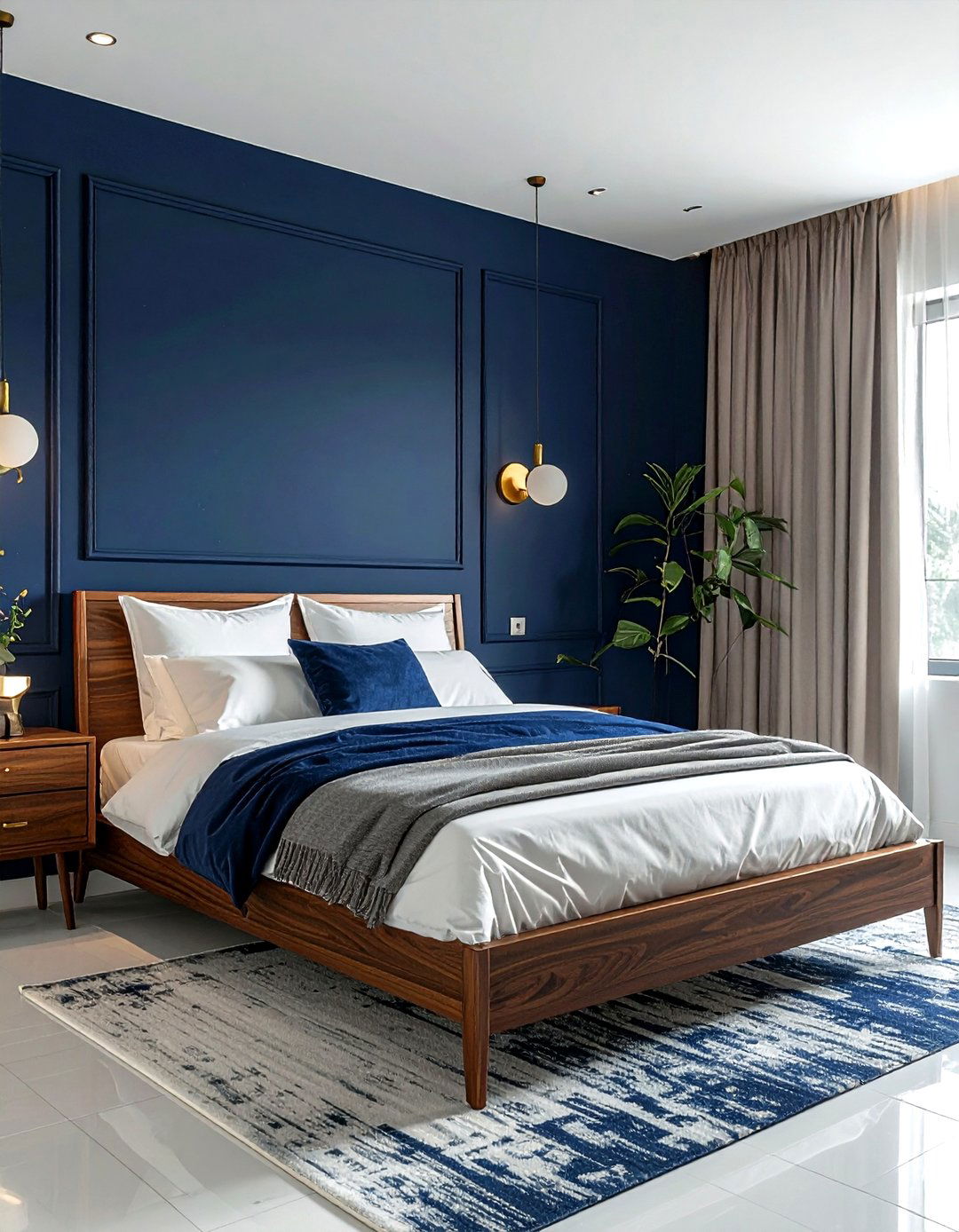 Navy Blue Bedroom - 30 mid-century modern bedroom ideas