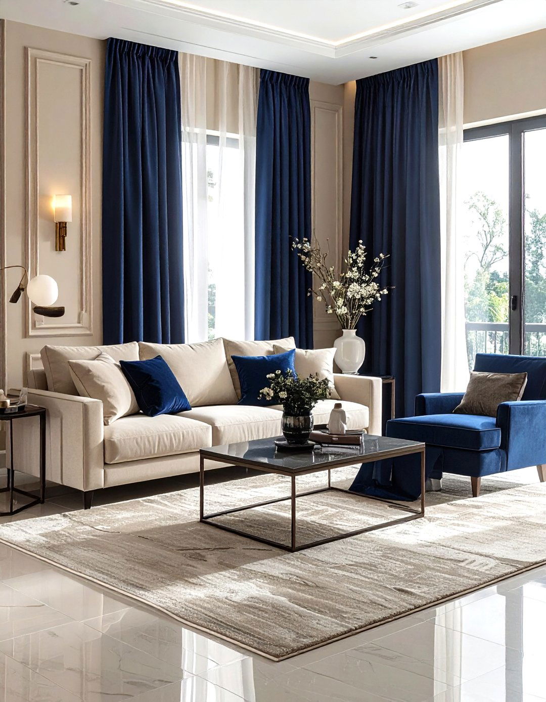 Navy Blue Beige Living Room - 30 navy living room design ideas