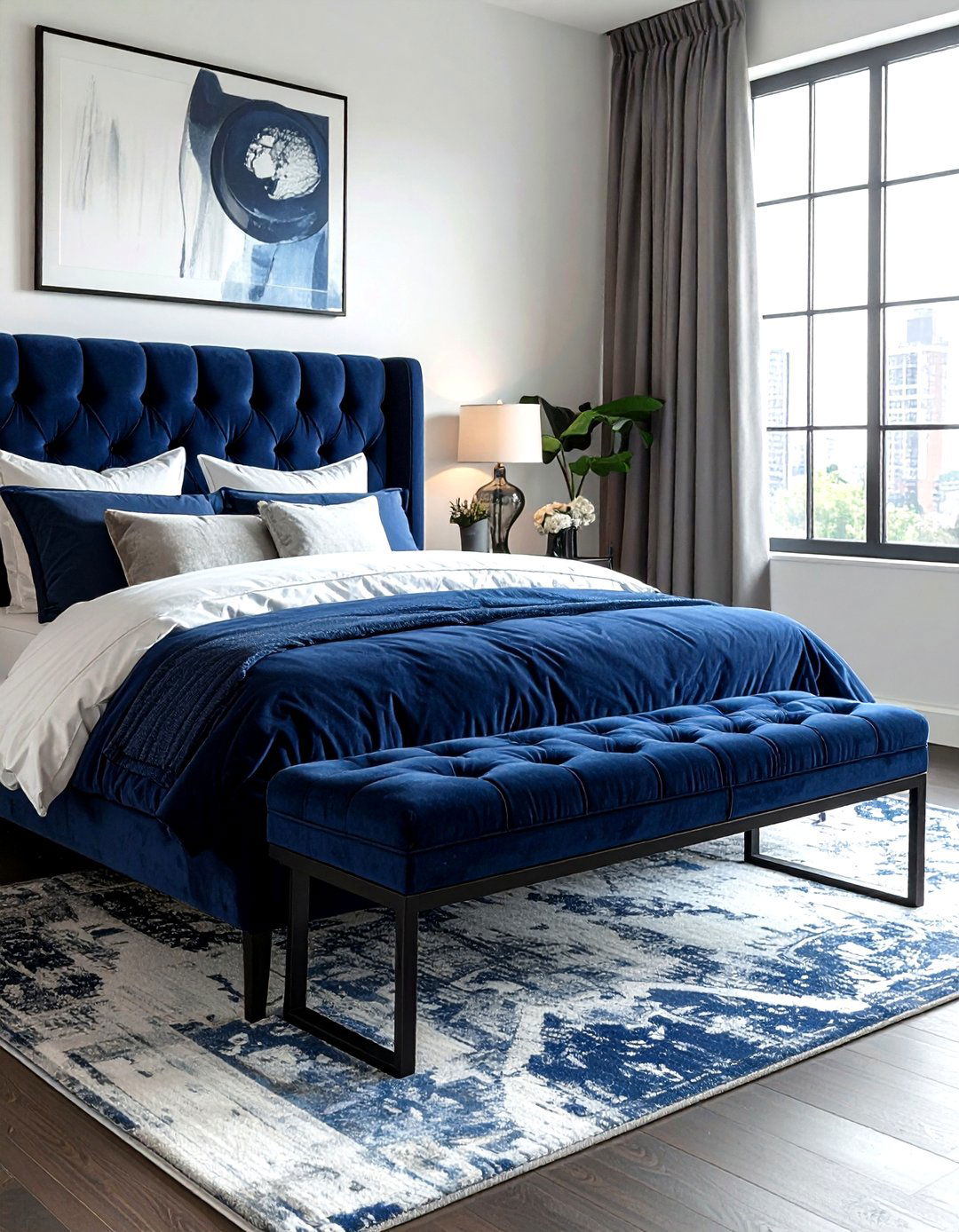 Navy Blue Bench Industrial Bedroom - 30 industrial navy bedroom ideas