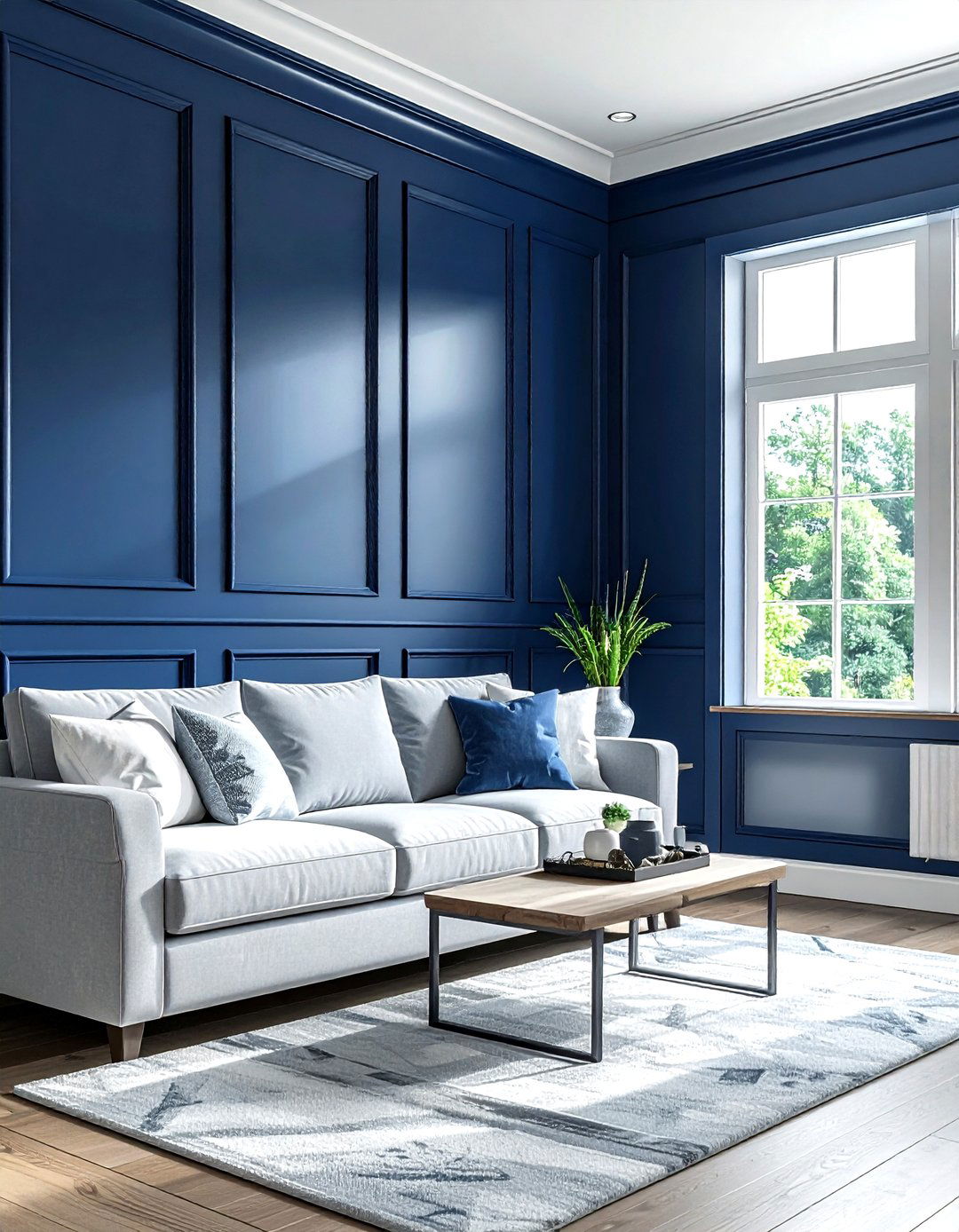 Navy Blue Board And Batten - 30 farmhouse navy living room ideas