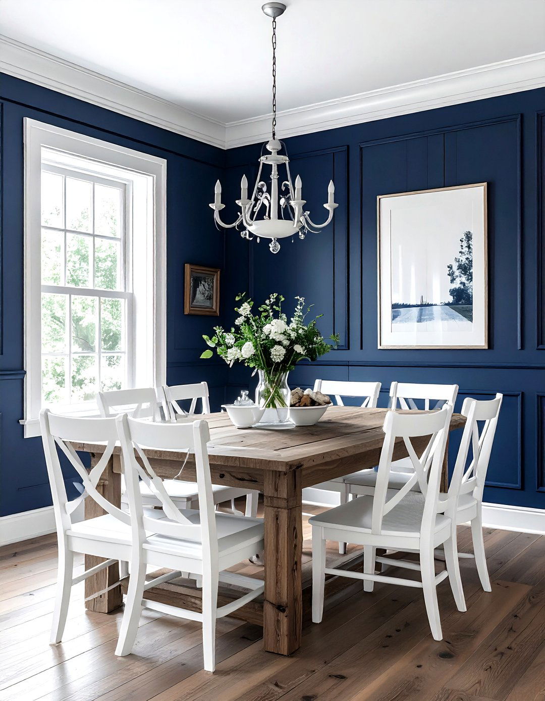 Navy Blue Board And Batten - 30 navy and white dining room ideas